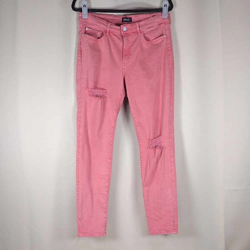 Buffalo David Bitton Jeans Women’s Size 31 Pink Ripped Ankle Cropped Stretch